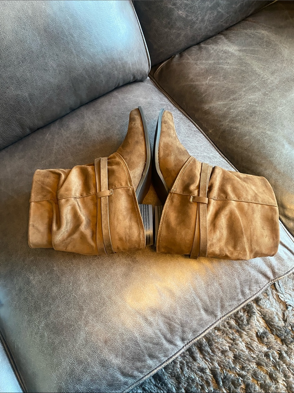 Women's Brown Faux Suede Fringe Ankle Booties with Wrap Straps - Picture 6 of 9